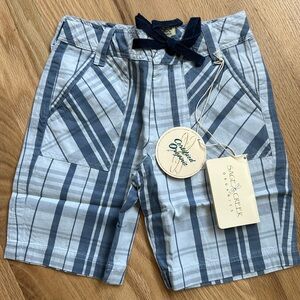 NWT! Sage Creek Organics navy blue plaid 100% organic cotton shorts boys sz 2T